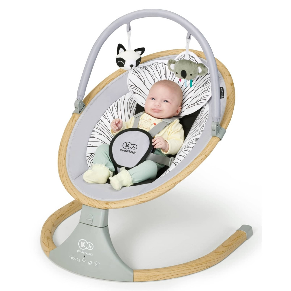 Kinderkraft Lumi - электрическое кресло-качалка с Bluetooth и возможностью управления с телефона • Wooden (KBLUMI00GRY0000)