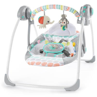 Bright Starts Whimsical Wild - шезлонг-качель для новорожденных с мелодиями и подвесными игрушками • Wild (11803)