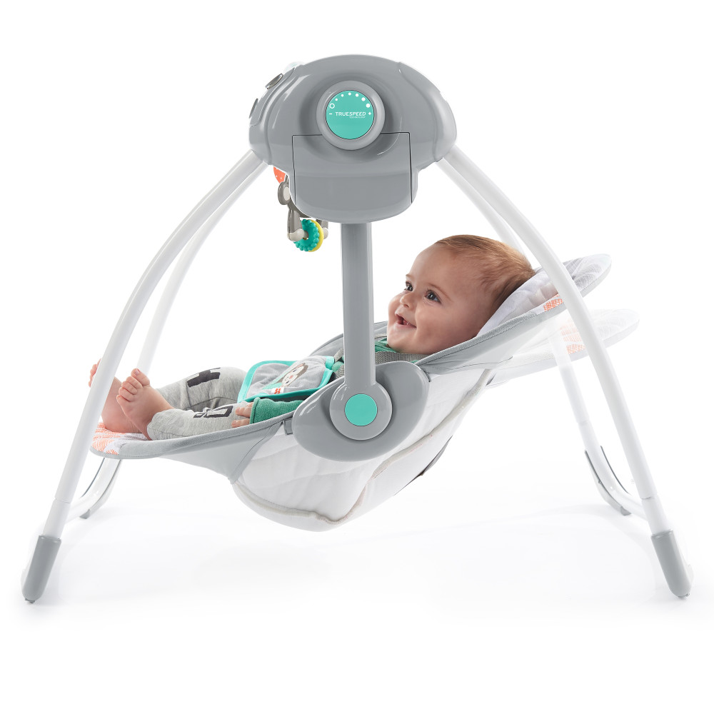 Bright Starts Whimsical Wild - шезлонг-качель для новорожденных с мелодиями и подвесными игрушками • Wild (11803)