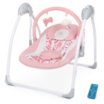 El Camino Airy ME 1047L - электронные качели для новорожденного (питание от сети, от батареек АА, пульт ДУ, таймер, дуга с игрушками) • Rose Leaves
