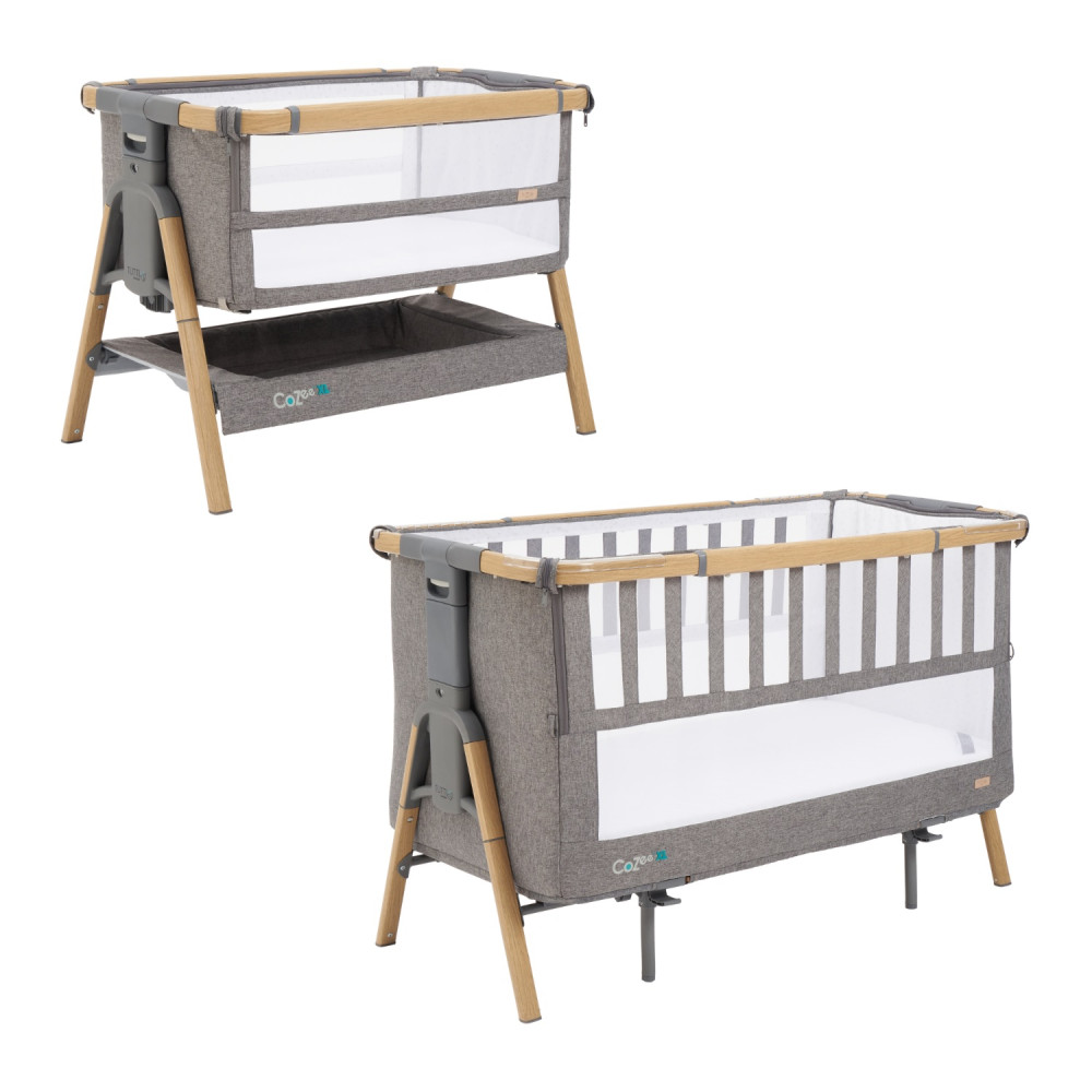 Tutti Bambini CoZee XL - детская приставная кроватка-трансформер 2 в 1 (от рождения до 2 лет) • серый (211209/3590)