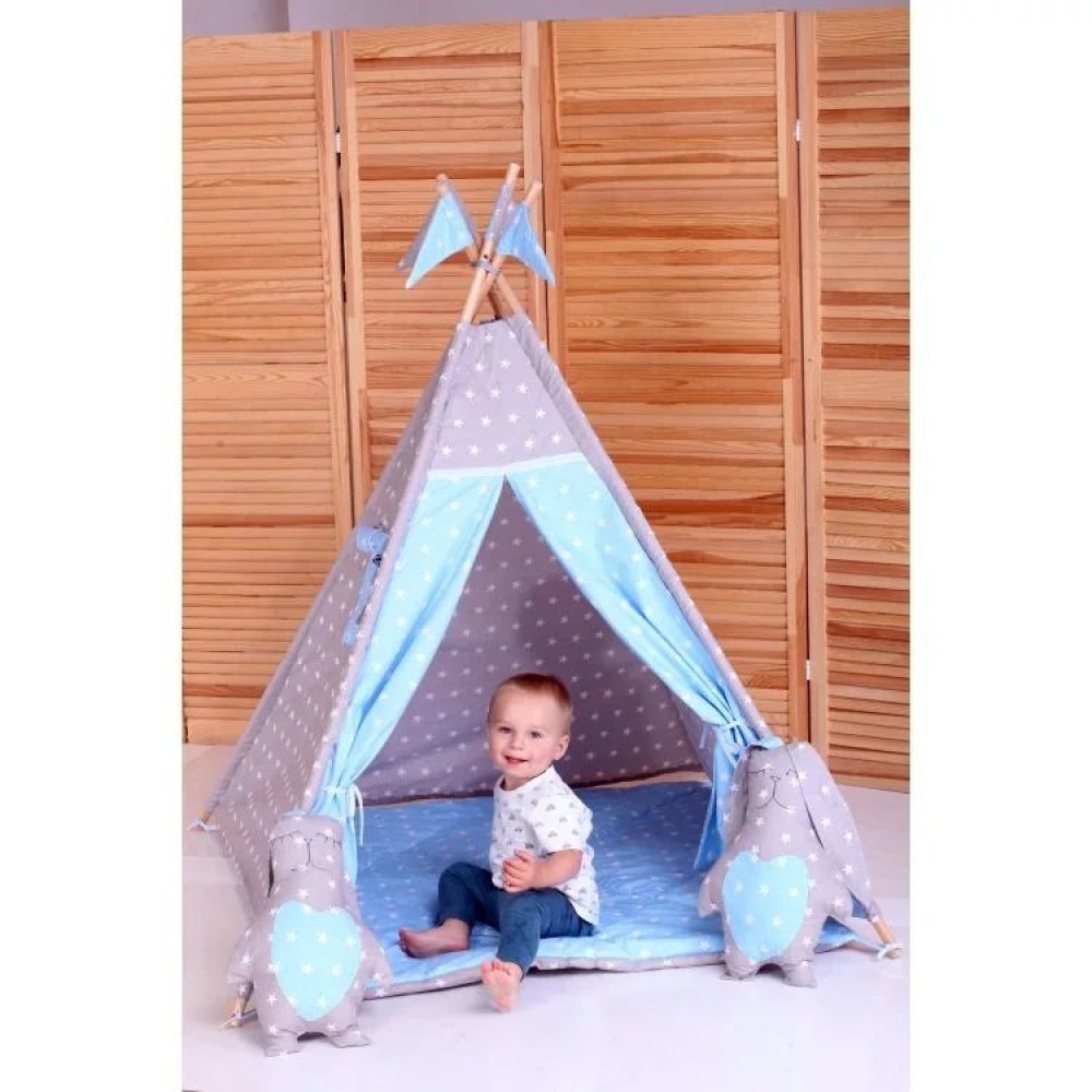 Вигвам Хатка комплект Принц Синий с серым с подушками