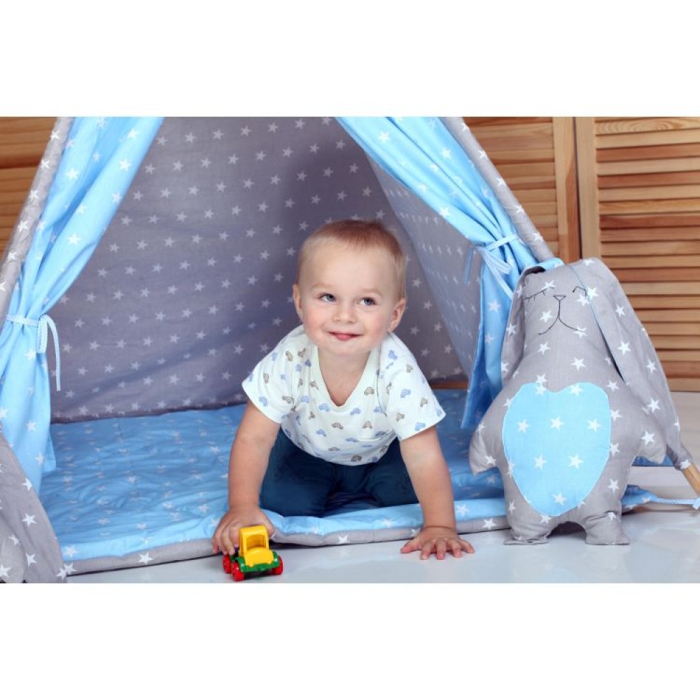 Вигвам Хатка комплект Принц Синий с серым с подушками