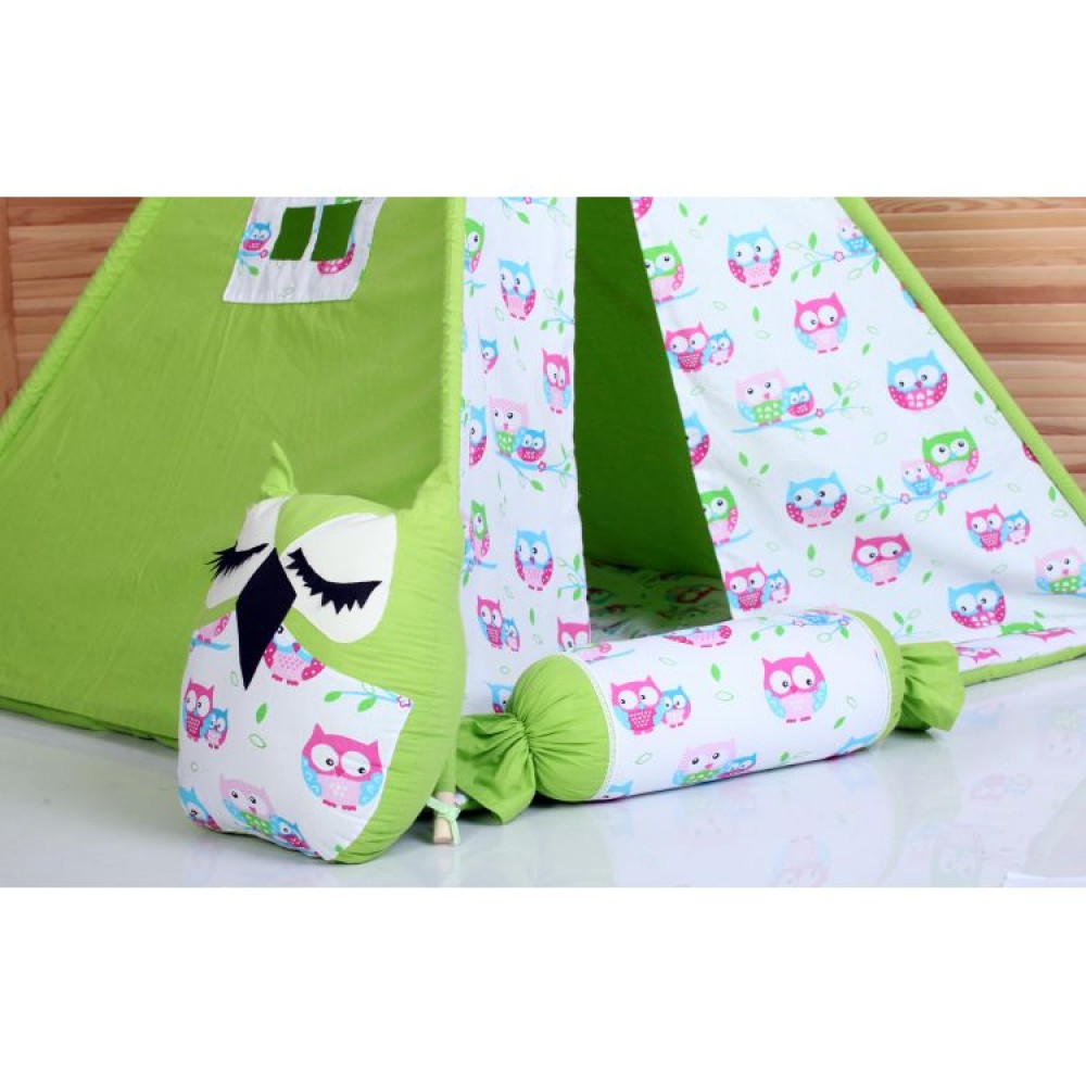 Вігвам Хатка комплект Сови салатовий з подушками