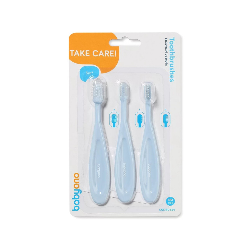 Набір зубних щіточок BabyOno блакитний 3 шт (550/02)