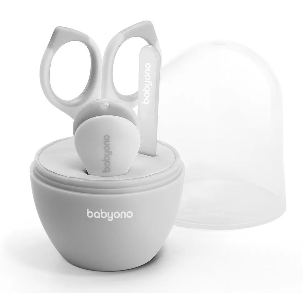 Набор для ухода за ногтями BabyOno (пилочка, ножницы, щипчики) серый (398/03)