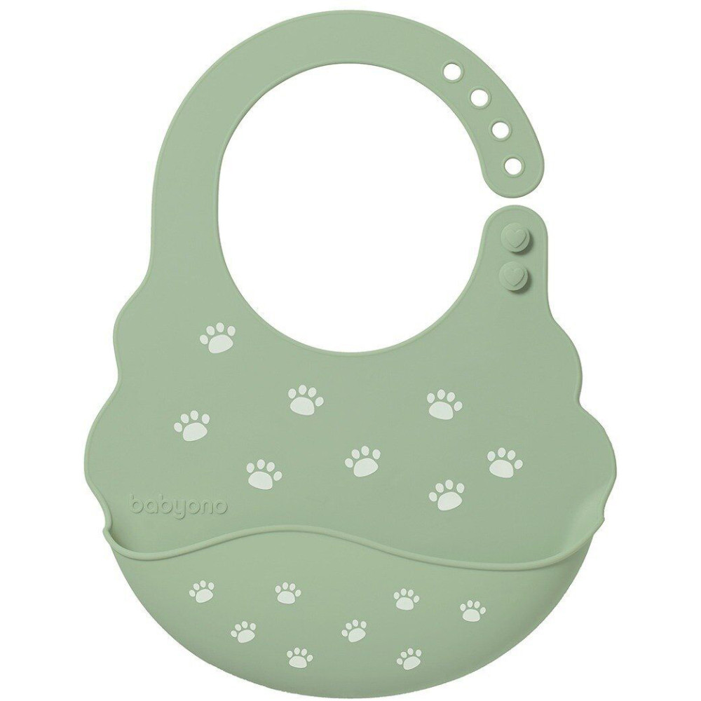 Слинявчик силіконовий BabyOno Лапки хакі (829/06)