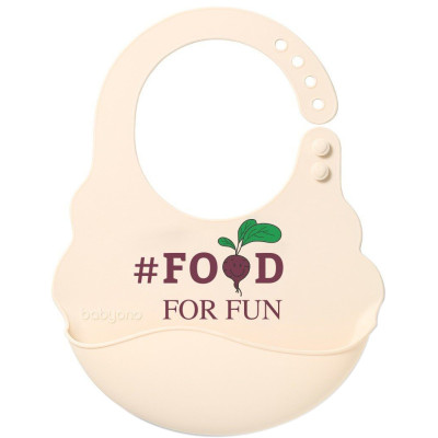 Слюнявчик силиконовый BabyOno Food for fun кремовый (829/03)