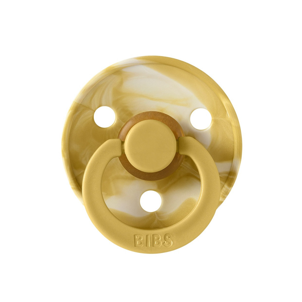 Пустышка Bibs Tie Dye 0-6 мес, латекс (mustard ivory)