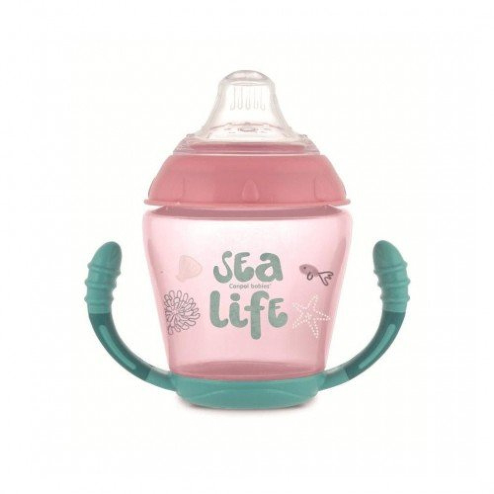 Чашка непроливайка Canpol babies з м'яким носиком Sea Life рожева (56/501_pin)