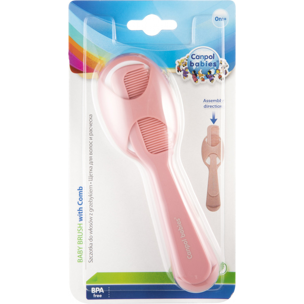 Щетка для волос + расческа Canpol babies розовая (56/160_pin)
