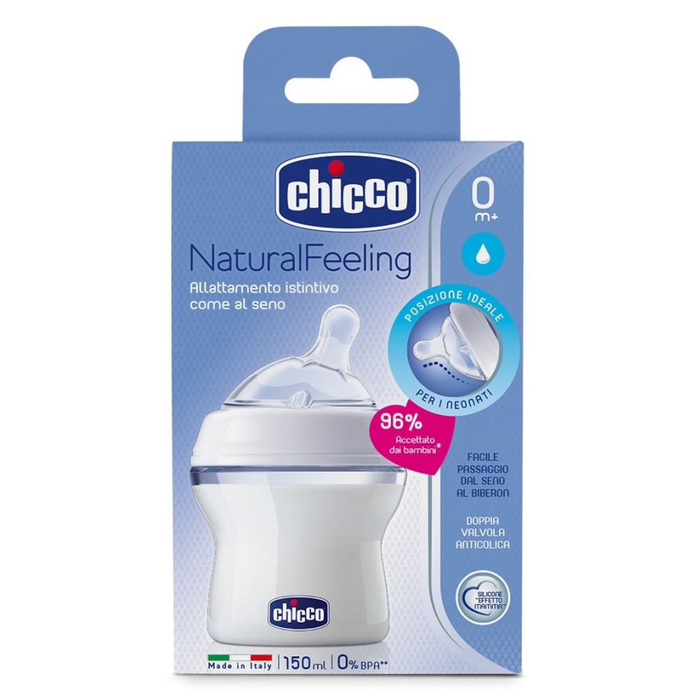 Бутылочка Chicco Natural Feeling 150 мл 0м+ пластик (80711.00.50) Бутылочка Chicco Natural Feeling 150 мл 0м+ пластик (80711.00.50)