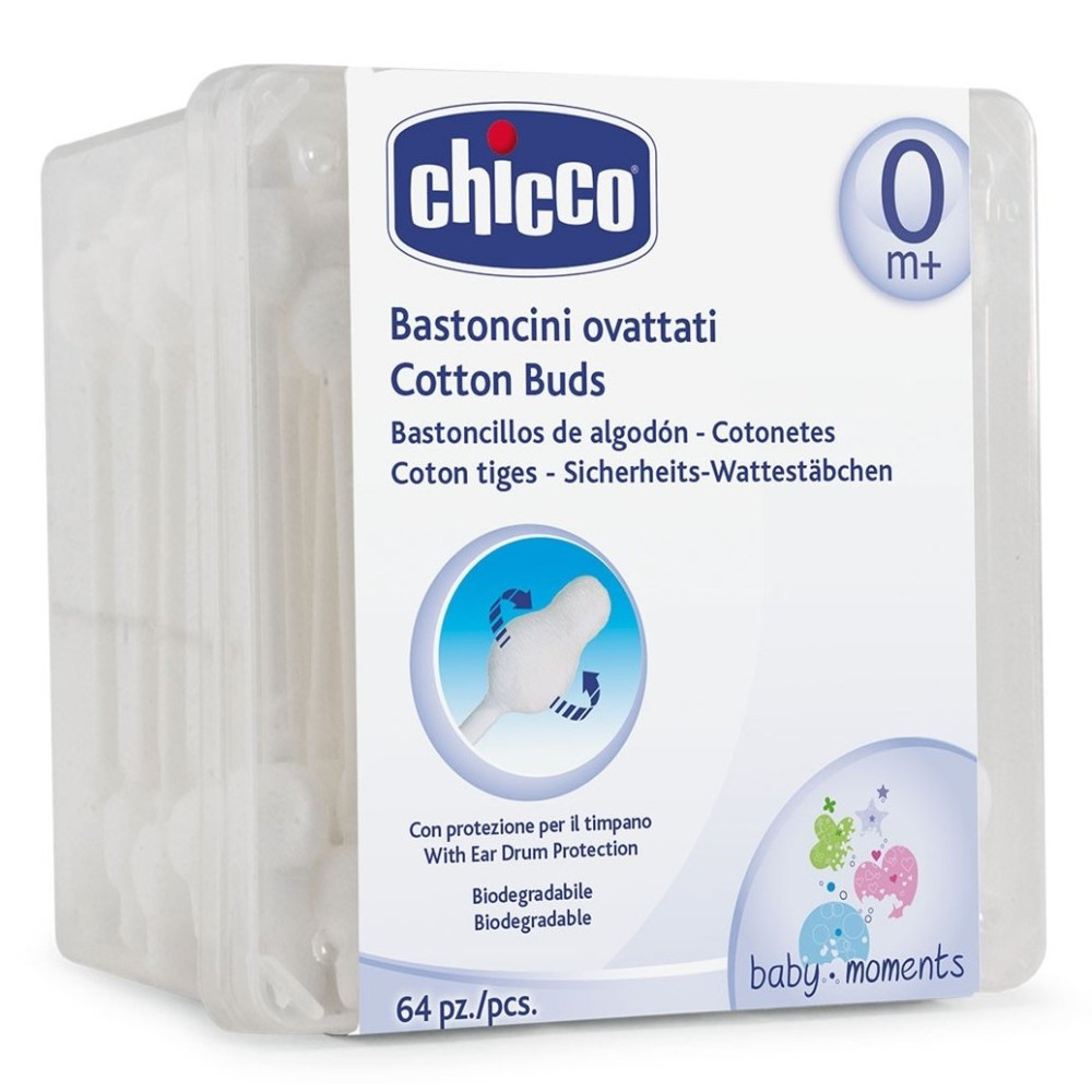 Ватні палички Chicco з обмежувачем 64 шт (09453.00)