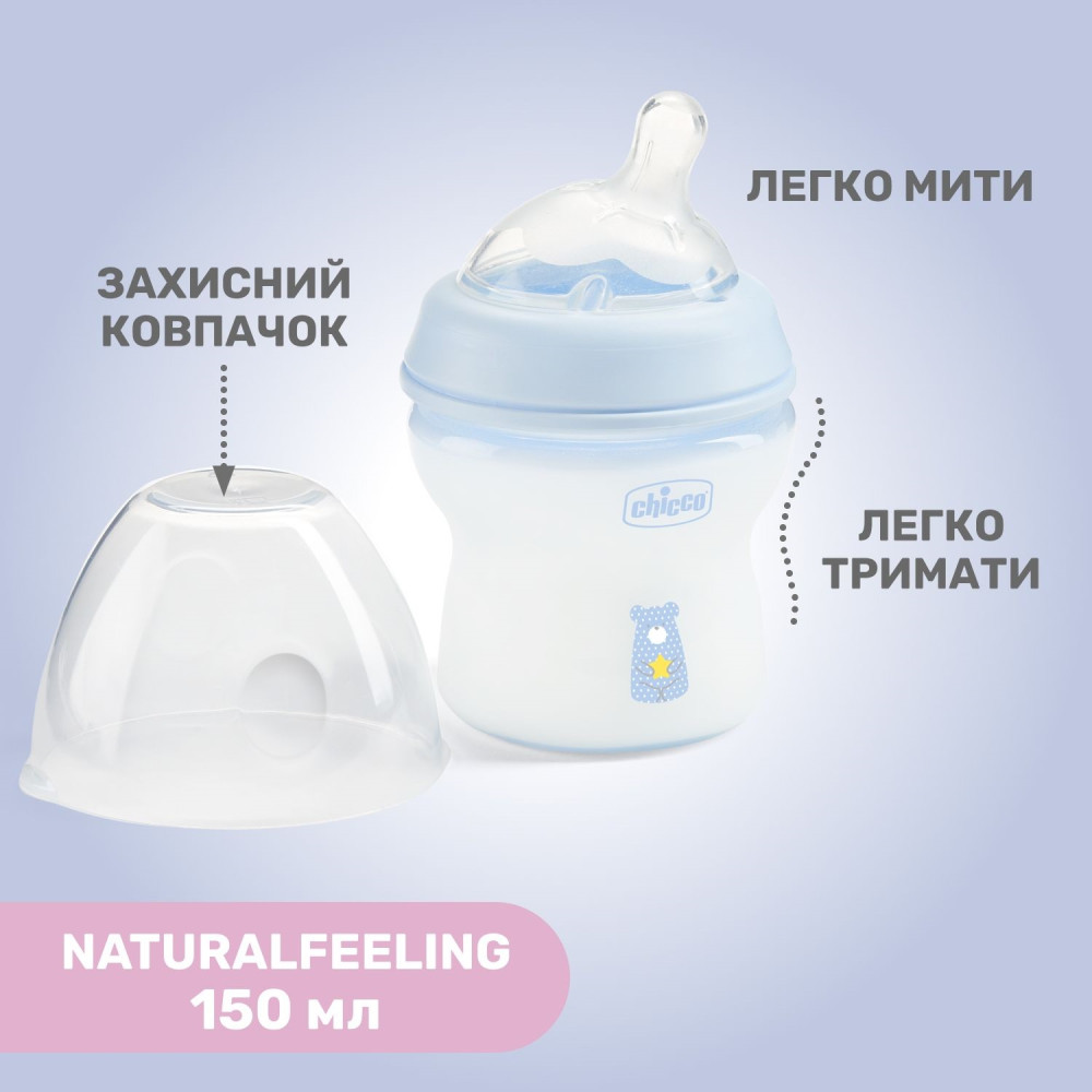 Бутылочка пластиковая Chicco Natural Feeling New 150 мл 0м+ blue (81311.20)