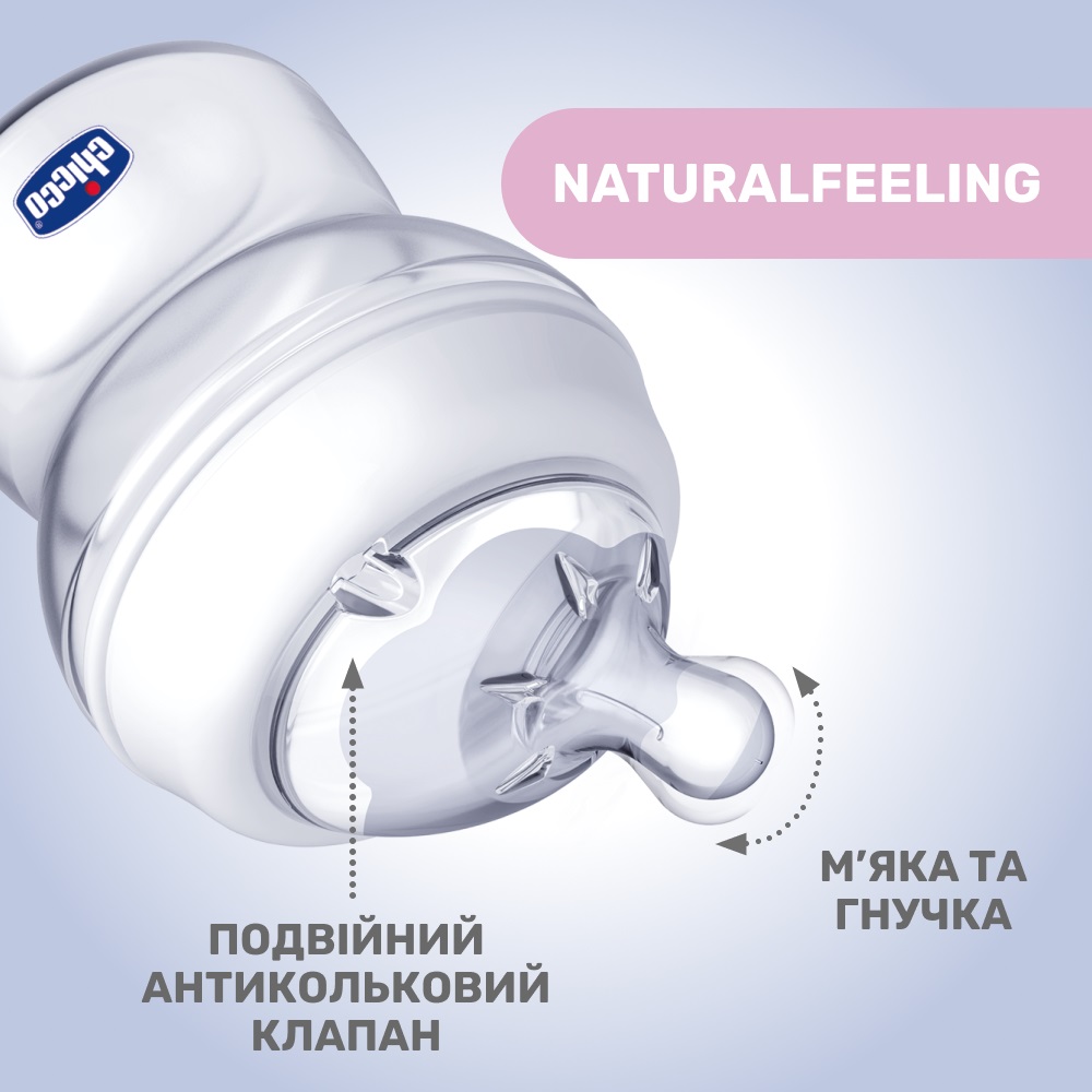 Бутылочка пластиковая Chicco Natural Feeling New 150 мл 0м+ grey (81311.30)