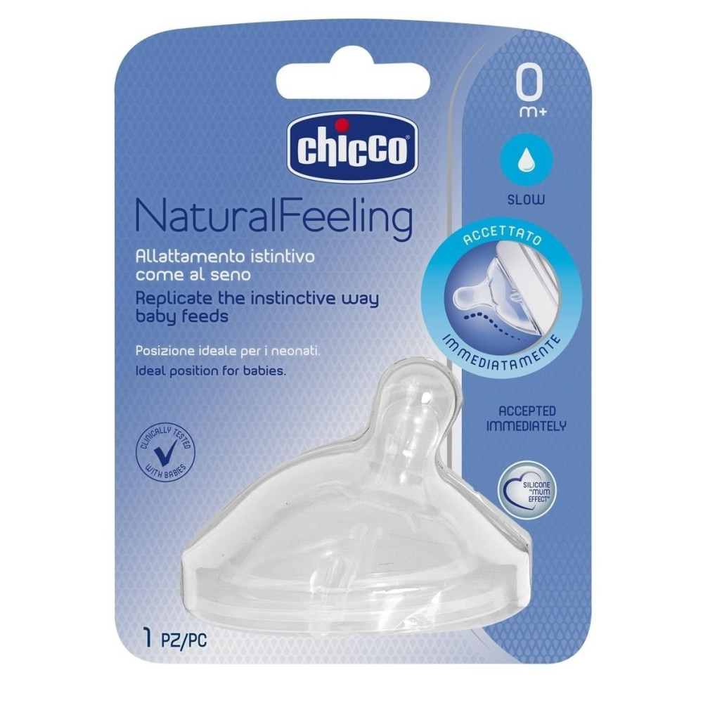 Соска силиконовая Chicco Natural Feeling медленный поток 0+ мес, 1 шт (81011.10)