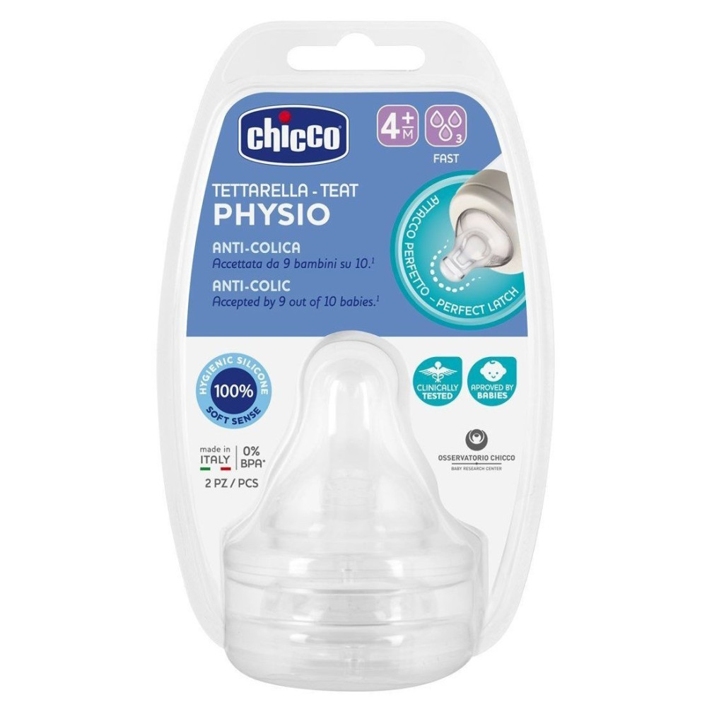 Соска Chicco Physio быстрый поток 4м+ 2 шт (20335.00)