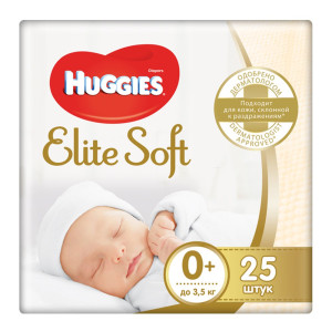 Подгузники Huggies Elite Soft (0+) 25 шт (48005)