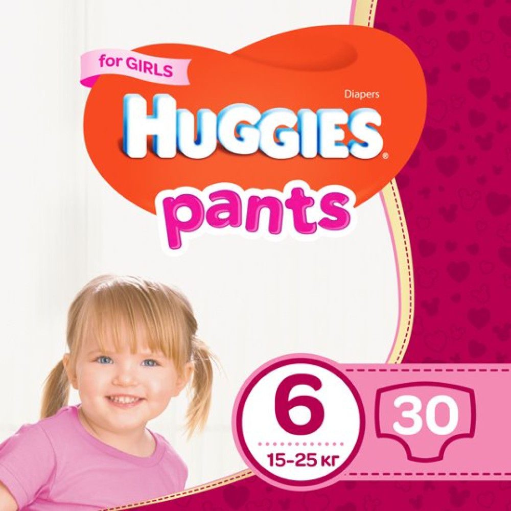 Підгузки-трусики для дівчаток Huggies Pant (6) 30 шт (64296)