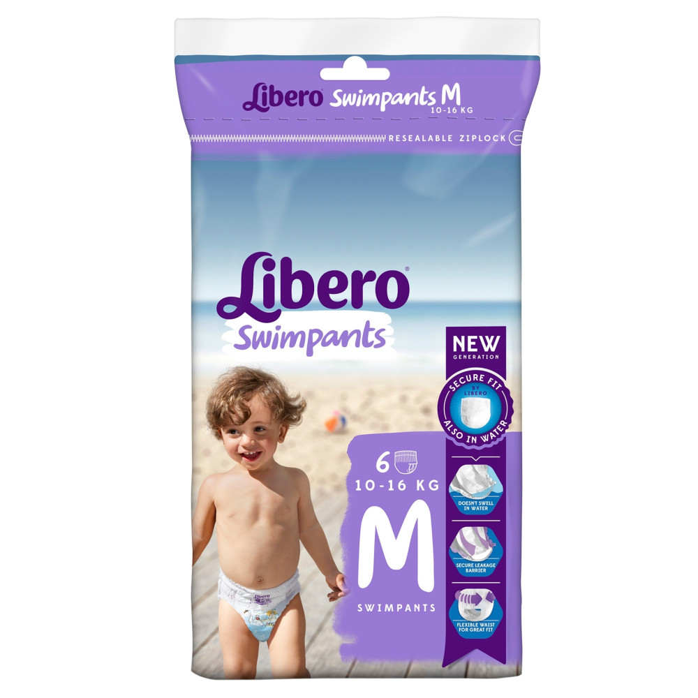 Подгузники-трусики для плавания Libero Swimpants Medium размер M (10-16 кг), 6 шт