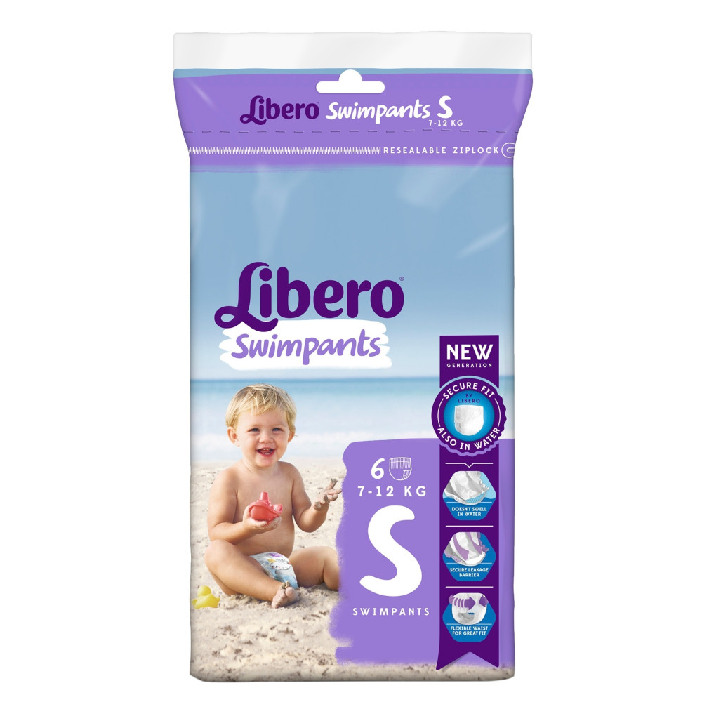 Підгузки-трусики для плавання Libero Swimpants Small розмір S (7-12 кг), 6 шт