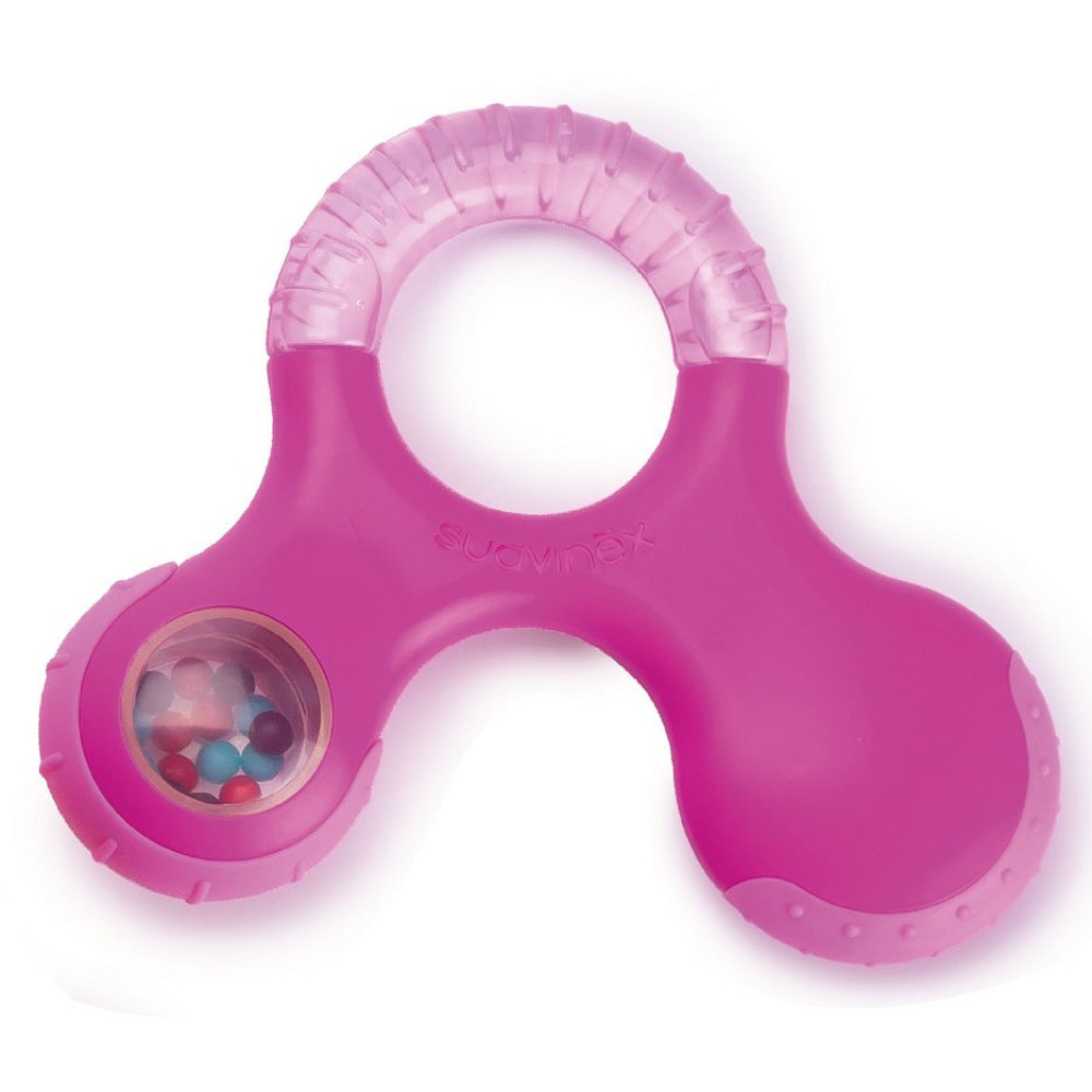 Прорізувач Suavinex з брязкальцем рожевий (400269/4)