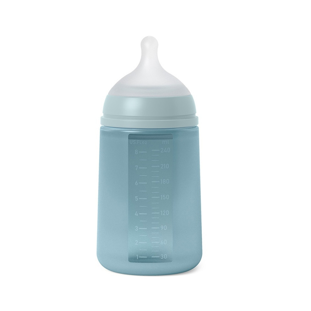 Пляшечка силіконова Suavinex Colour Essence, фізіологічна соска, середній потік, 240 мл, blue (308071)