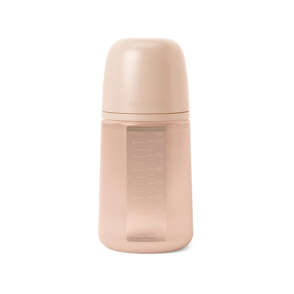 Пляшечка силіконова Suavinex Colour Essence, фізіологічна соска, середній потік, 240 мл, nude (308072)