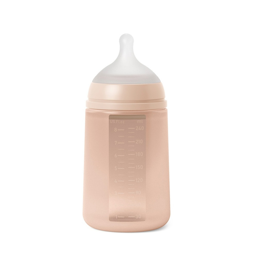 Пляшечка силіконова Suavinex Colour Essence, фізіологічна соска, середній потік, 240 мл, nude (308072)