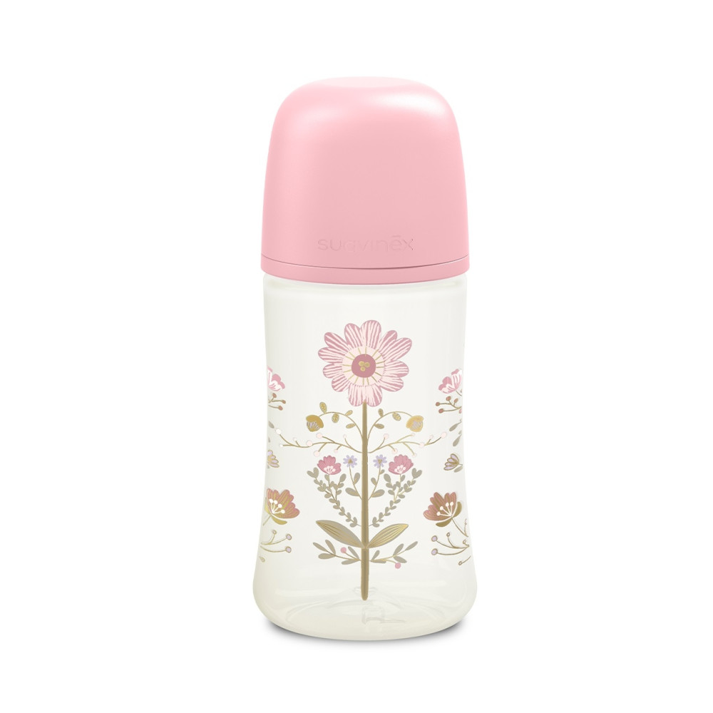 Пляшечка Suavinex Gold Edition, фізіологічна соска, середній потік, 270 мл, рожева (307871)