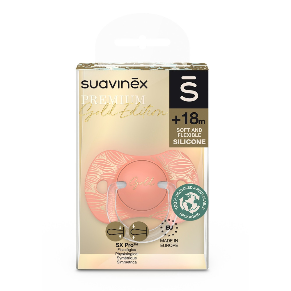 Пустушка фізіологічна силіконова Suavinex Gold Edition 18+ orange (307863) Пустушка фізіологічна силіконова Suavinex Gold Edition 18+ orange (307863)