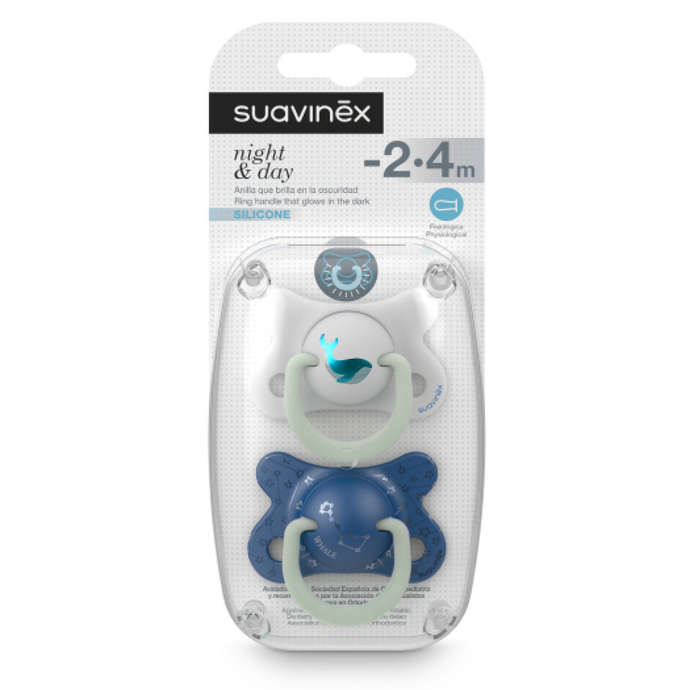 Пустушка фізіологічна Suavinex Кит 2-4 міс. нічна, 2 шт. синій (307004) Пустушка фізіологічна Suavinex Кит 2-4 міс. нічна, 2 шт. синій (307004)