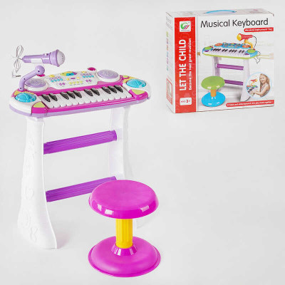 Піаніно BB 335 D (8) на батарейках, 24 клавіші, мікрофон, підсвічування, мелодії, стільчик, 3D звук, в коробці