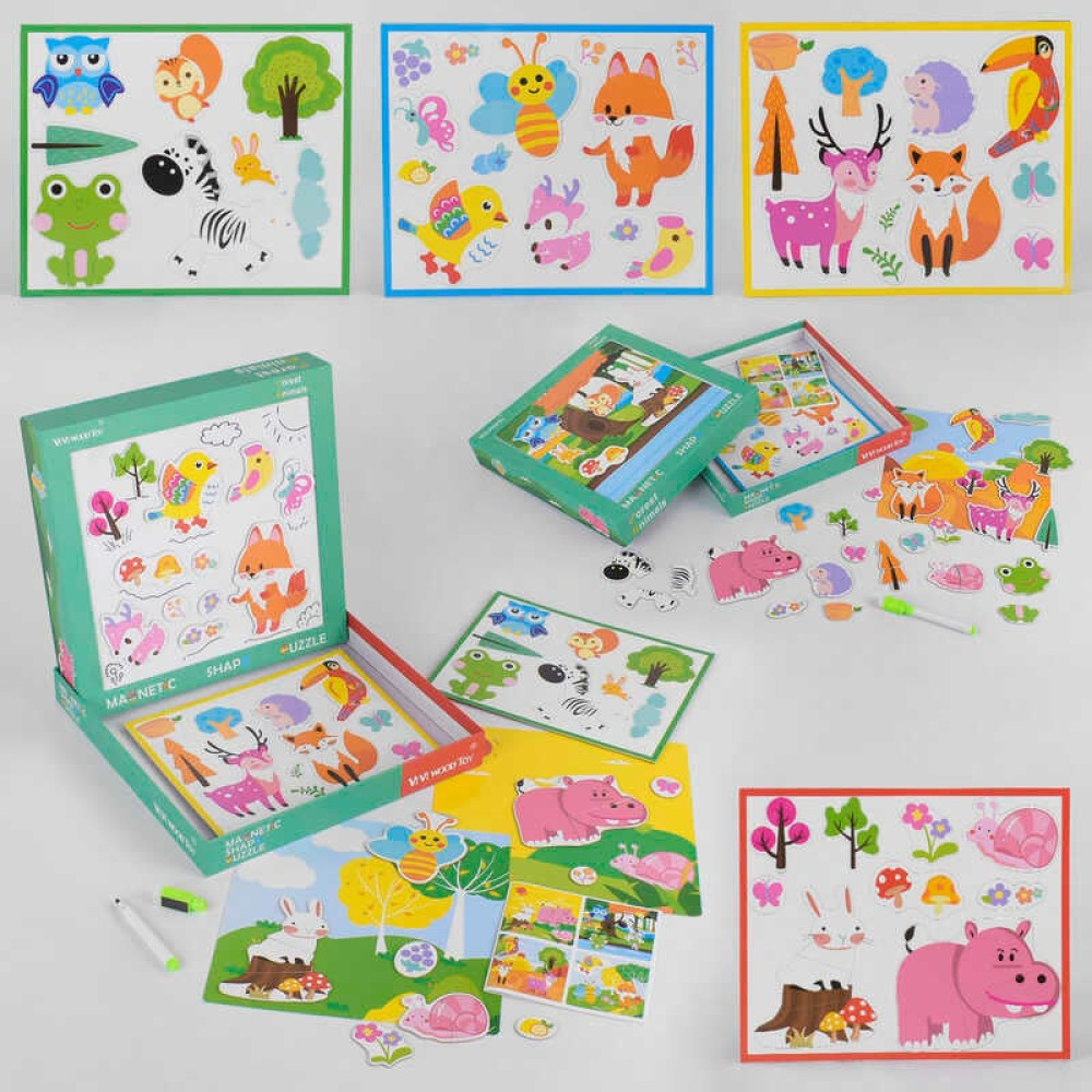 Магнітні пазли М 43696 (24) маркер на водній основі, дощечка для малювання, в коробці