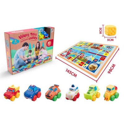 Набір машин JZD 072 (24/2) Килимок для гри, 6 машинок, кубик, в коробці