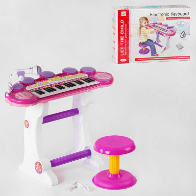 Піаніно BB 45 BD (6) на батарейках, 37 клавіш, мікрофон, підсвічування, мелодії, стільчик, 3D звук, в коробці