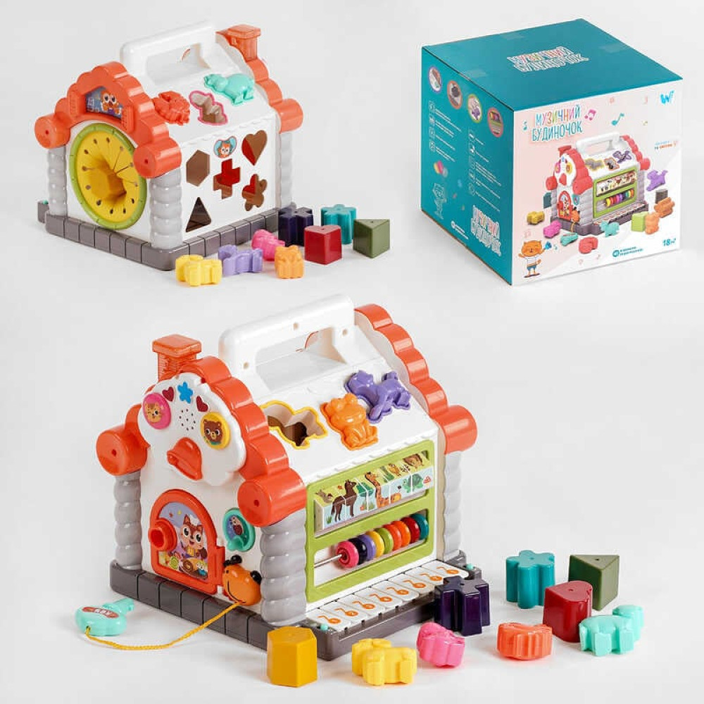 Розвиваючий Будиночок 16180 (18) WToys, українське озвучування, підсвічування, звуки, 8 пісень, сортер, рахунки, в коробці
