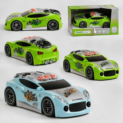 Машина музична WY 103 A/B (24) 2 кольори, підсвічування, музика, рухи динаміків, автоматичне прискорення коліс, в коробці