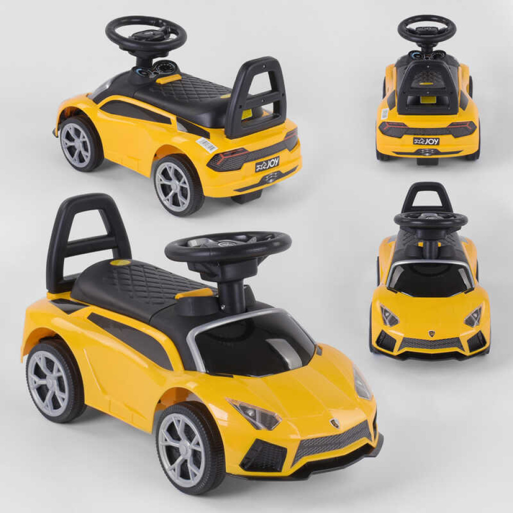 Машина-толокар LB 101 JOY (1) колір ЖОВТИЙ, РОСІЙСЬКІ ПІСНІ, МУЗИЧНИЙ РУЛЬ, багажник