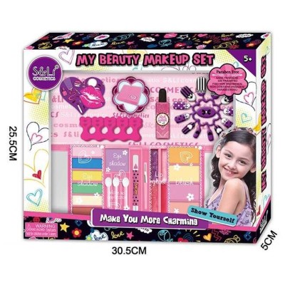 Косметика S 21517 CC (24/2) тіні, блиски, лак, накладні нігті, олівець для губ, рум'яна, пензлики для нанесення макіяжу, в коробці