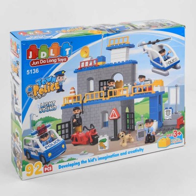 Конструктор JDLT 5136 (6/2) "Поліцейський відділок", 92 деталі, світло, звук, в коробці