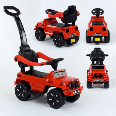 Машина-Толокар з ручкою 808 W-3377 JOY (4) колір ЧЕРВОНИЙ, РОСІЙСЬКІ ПІСНІ, СВІТЛОВІ ЕФЕКТИ, знімний захисний бампер, багажник, в коробці
