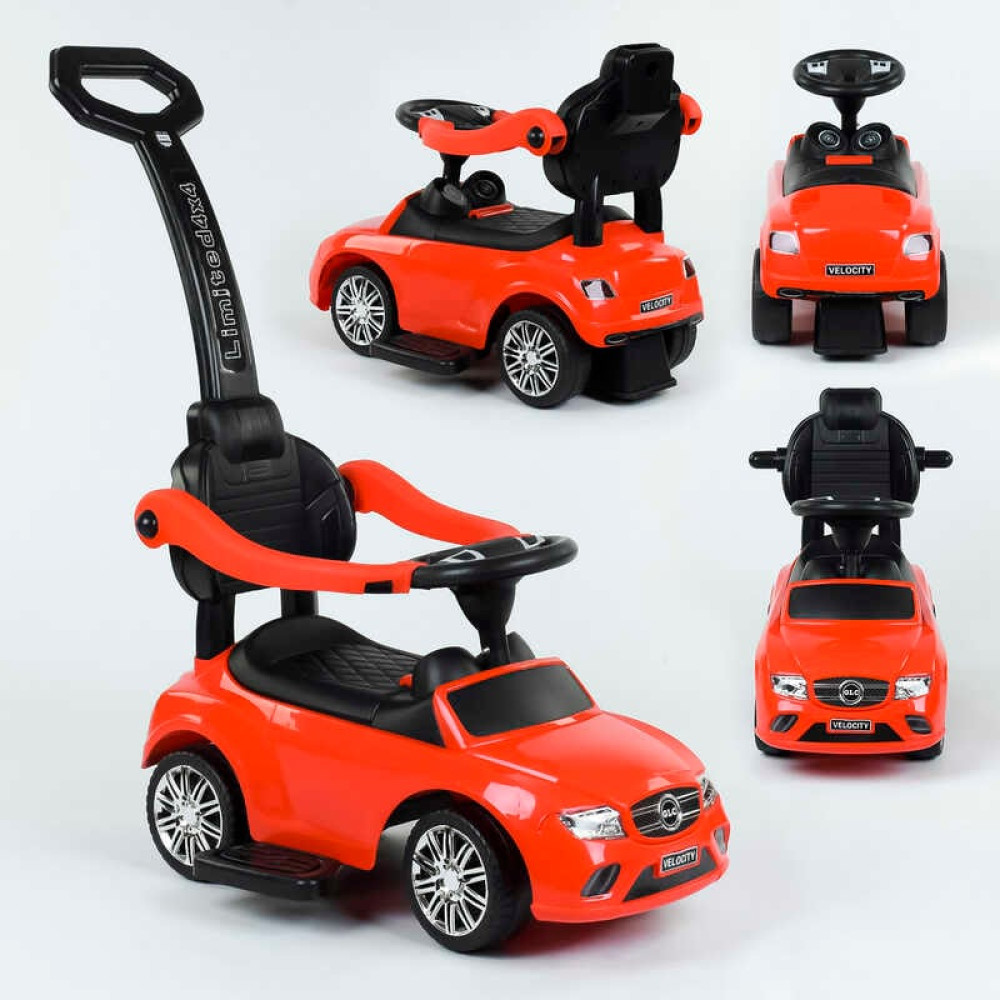 Машина-Толокар з ручкою 806 S-15905 JOY (6) колір ЧЕРВОНИЙ, МУЗИЧНЕ РУЛЬ, РОСІЙСЬКІ ПІСНІ, знімний захисний бампер, багажник, У ПАКЕТІ