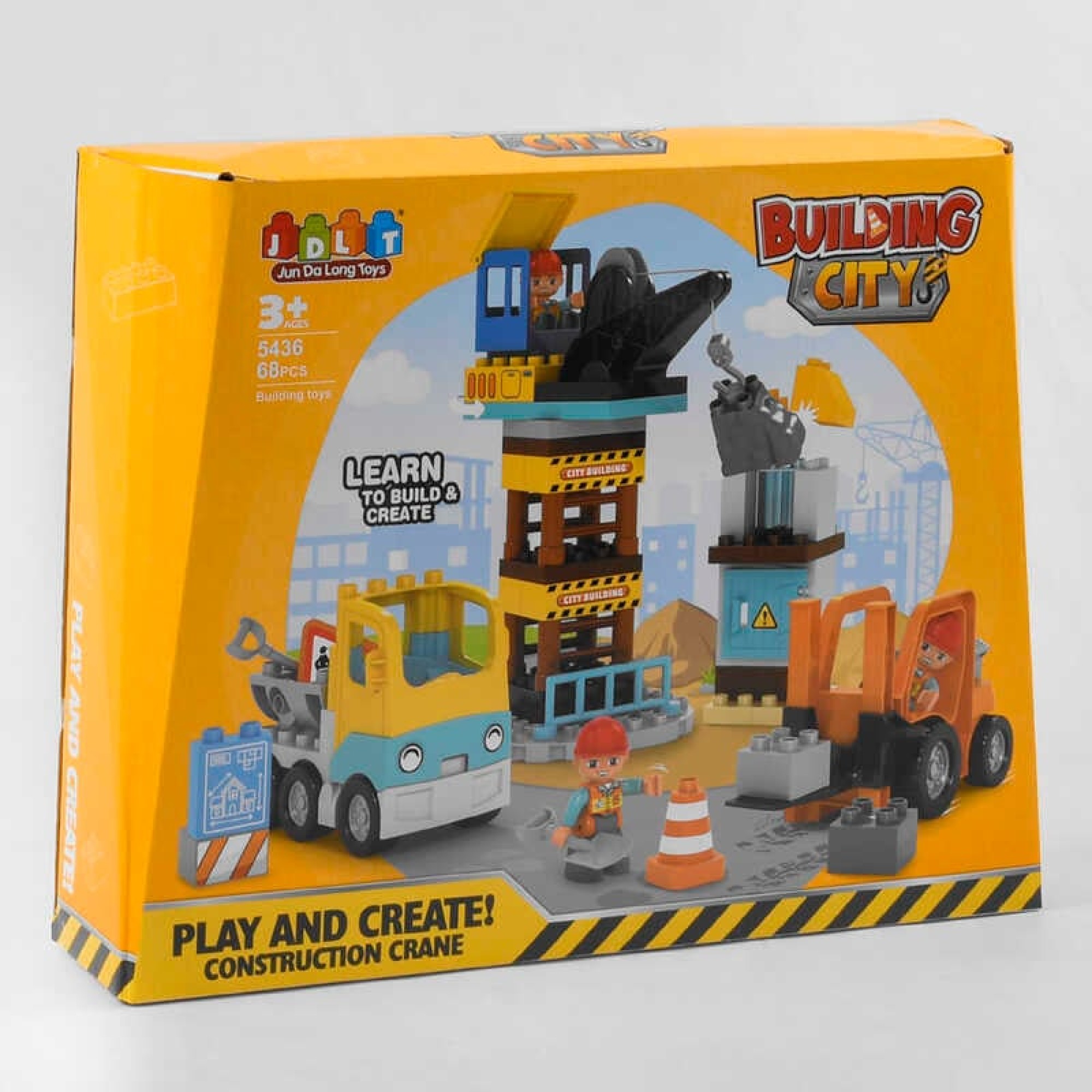 Конструктор JDLT 5436 (12/2) "Будівельне місто", 68 деталей, 3 фігурки ...