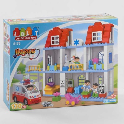 Конструктор JDLT 5176 (6/2) "Лікарня", 130 деталей, світло, звук, в коробці