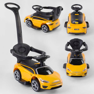 Машина-толокар TS 6225 Y JOY (1) колір ЖОВТИЙ, РОСІЙСЬКІ ПІСНІ, МУЗИЧНИЙ РУЛЬ, батьківська ручка, знімний захисний бампер, багажник