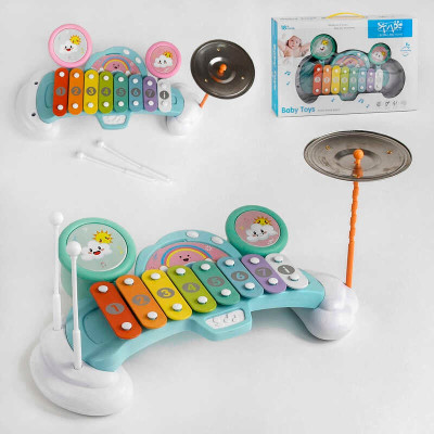 Ксилофон S 210-14 (18/2) 2 кольори, барабанна установка, ударні палички, в коробці