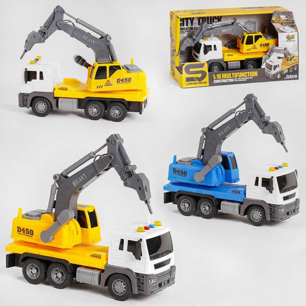 Спецтехніка JS 104 /104 A (36/2) 2 кольори, "Автомолот", підсвічування, звуки, інерція, рухомі елементи, в коробці