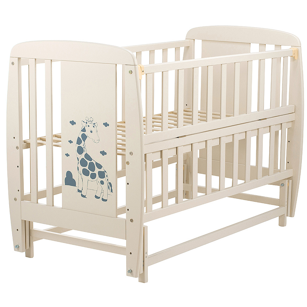 Ліжечко Babyroom Жирафик маятник, відкидний бік DJMO-02 бук слонова кістка