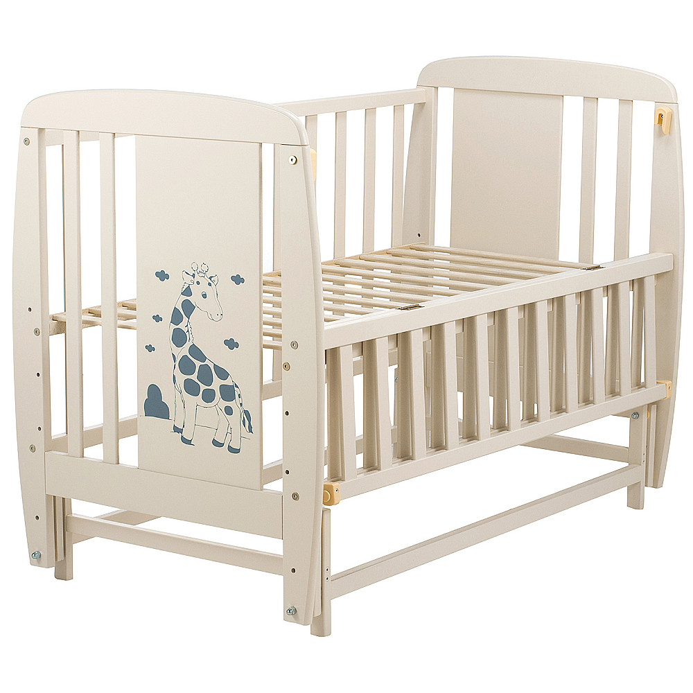 Ліжечко Babyroom Жирафик маятник, відкидний бік DJMO-02 бук слонова кістка